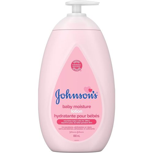 Johnson's Moisturizing Mild Pink Baby Lotion with Coconut Oil for Delicate Baby Skin, Paraben-, Phthalate- & Dye-Free, Hypoallergenic & Dermatologist-Tested, Baby Skin Care 800ml