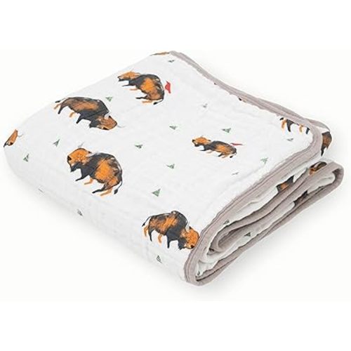Little Unicorn Original Premium Cotton Quilt | Multi-Layered & Extra-Soft Muslin Fabric |for Babies & Toddlers (Bison)