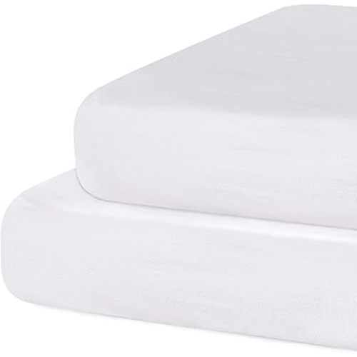 Fitted Crib Sheet 100% Cotton 52"x28"x8", 2 Pack Crib Mattress Sheet Set Fit for Standard Crib and Toddler Bed Mattress, Baby Crib Sheets Boys Girls, White