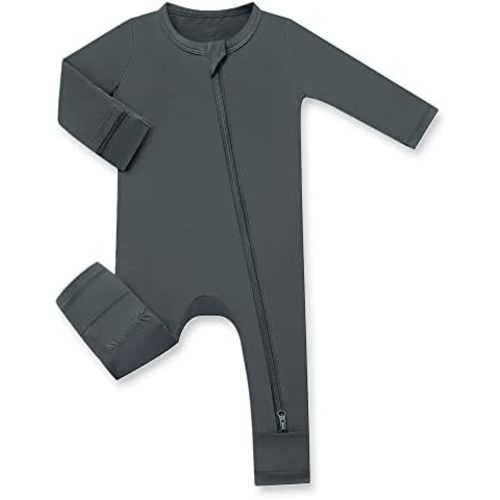 HAPIU Unisex Rayon Made from Bamboo Baby Rompers with Cuffs, 2 Way Zipper YKK, Footless Pajamas Jumpsuit
