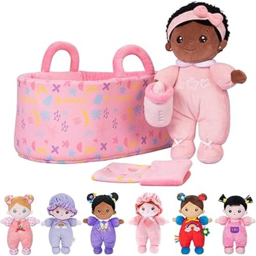 OUOZZZ 10" Soft Baby Doll Gift Set - First Baby Doll Plush Rag Doll Sleeping Cuddle Buddy Doll Toy for Kids Girls