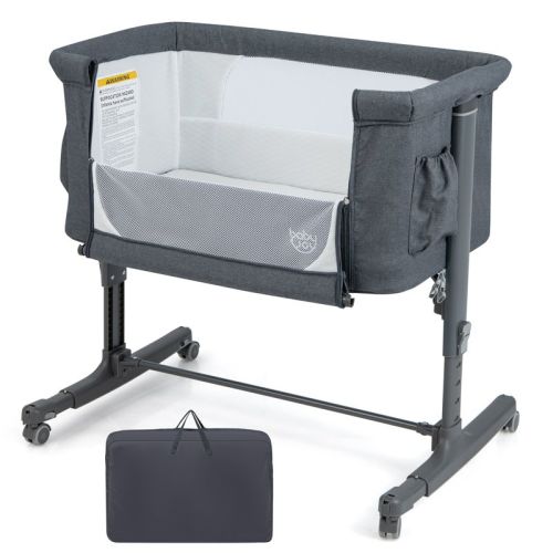 Infans 3-in-1 Baby Bassinet Beside Crib With 5-level Adjustable Heights Grey