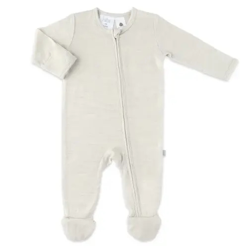 Bilbi Romper Zip Merino Essentials Natural | Baby Bunting NZ