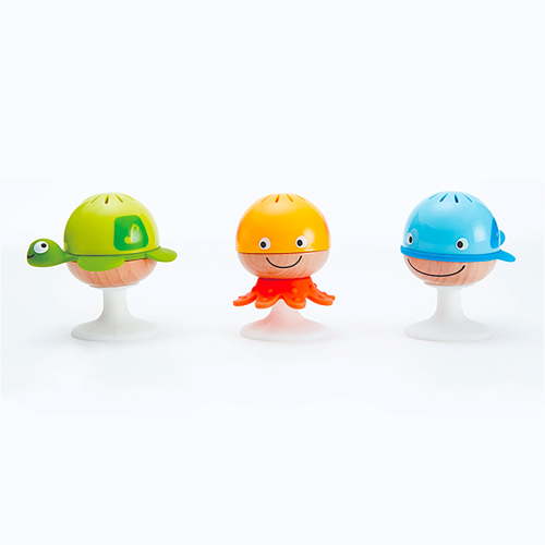 Hape: Stay-Put Sea Animal Suction Cup Rattle Set for Infant & Toddler, 3 Pieces