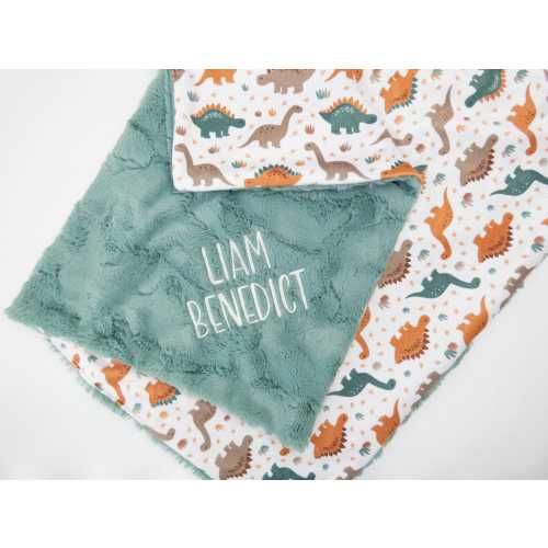 Dinosaur Personalized Baby Blanket, Neutral Nursery, Kids Room Decor, Custom Minky Baby Blanket, Dinosaur Baby Shower Gift