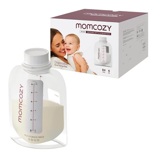 Momcozy Breast Milk Storage Bags for Freezing, Heating and Feeding, Milk Pouches for Disposable Baby Bottle Kit, 6 Ounce, 84 PCS