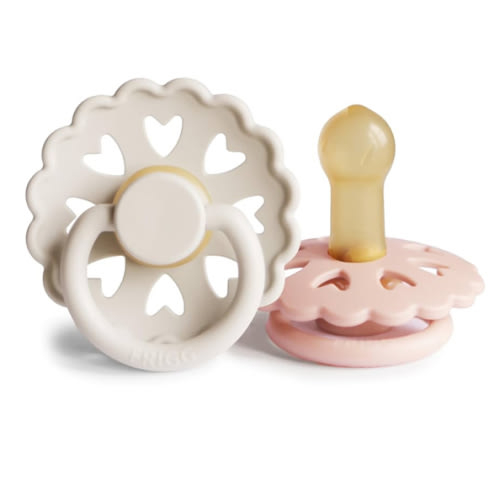 FRIGG Andersen Fairytale Natural Rubber Baby Pacifier | Made in Denmark | BPA-Free (Cream/Blush, 6-18 Months)