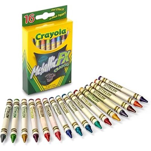 Crayola Metallic Crayons (16ct), Kids Crayons for Coloring and Drawing, Glitter, Shiny, and Unique Colors, Gift for Kids, Nontoxic, 3+