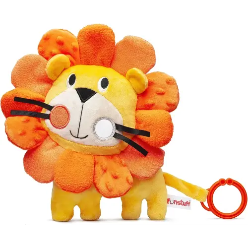 Roary The Lion Crinkle Toy for Baby - Sensory Tummy Time Toys - Plush Stuffed Animal with Teething Toy Chew Ring