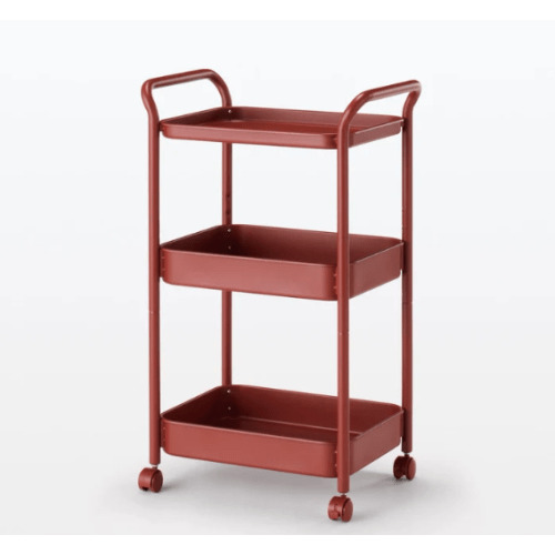 Muji - Steel Pipe Wheeled Rack Utility Cart - Burgundy
