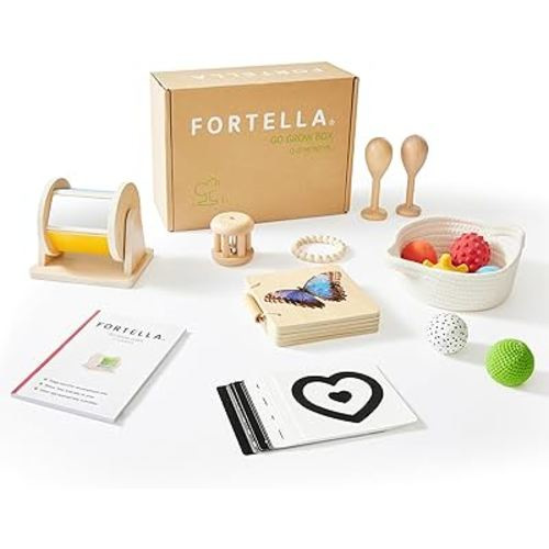 Fortella Go Grow Box, Montessori-Inspired Toys for Babies and Toddlers, Stage-Based Development Toys (0-6M Go Grow Box)