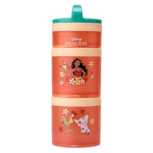 (Moana) DiSNEY PRINCESS Whiskware Stackable Snack Pack - 3 Jar + Handle - Blue/Orange/Pink