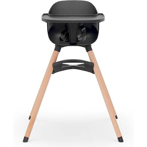Lalo The Chair Convertible 3-in-1 High Chair - Wooden High Chair for Babies & Toddlers, Baby High Chair with Dishwasher Safe Tray, Adjustable Footrest, Licorice