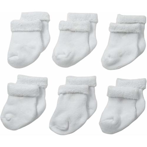 GERBER Baby Girls' 6-Pair Sock - 0-3 Months - White
