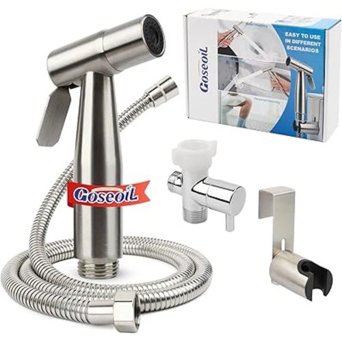 Handheld Toilet Bidet Sprayer for Toilet-Adjustable Water Pressure Control with Bidet Hose for Feminine Wash Set, Stainless Steel Brushed Nickel Cloth Diaper for Baby Wash
