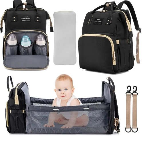 Foldable Baby Crib Backpack with Changing Pad and USB Interface