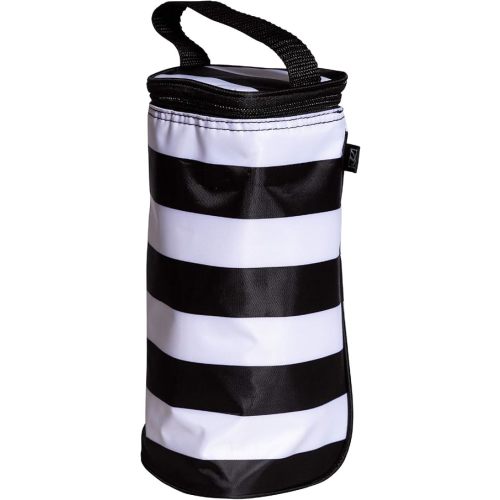 J.L. Childress Breastmilk Cooler Bag - Ice Pack Included - Insulated & Leak Proof Newborn Bottle Bag - Fits 1-2 Bottles - Bottle Bag for Daycare - Breastmilk Cooler Bag for Travel - Black Stripe