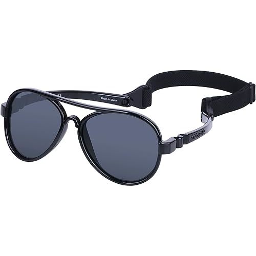 COCOSAND Baby Aviator Polarized Sunglasses with Adjustable Strap for Baby Infant Girl Boy 0-18 Months