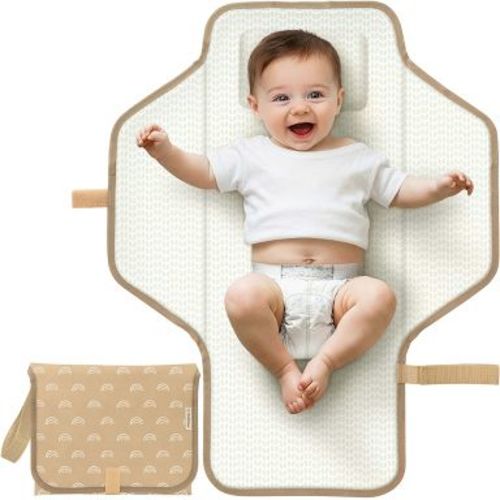 KeaBabies Flex Portable Changing Pad for Baby, Travel, Foldable Large Waterproof Baby Diaper Changing Mat for Diaper Bag (Rainbow)