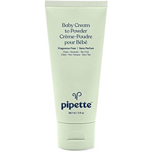 Pipette Baby Cream to Powder - Talc-Free Baby Powder, Keep Baby's Skin Happy, Squalane Helps Restore The Natural Balance of Baby’s Skin, Fragrance Free, 3 oz
