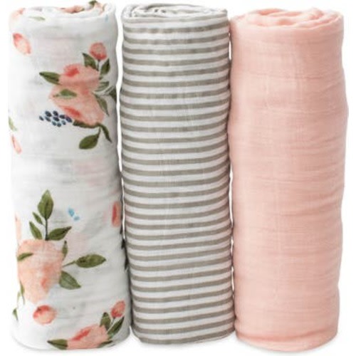 3-Pack Cotton Muslin Swaddle Blankets