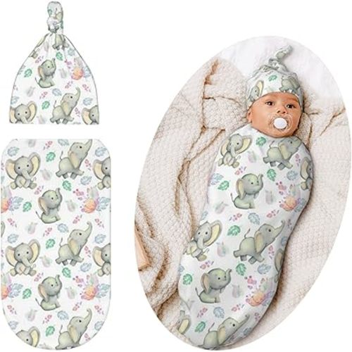 Swaddling Blanket for Baby, Soft Sleeping Bag, Sack for Newborn Boys Girls, Unisex Baby Stuff, Elephant