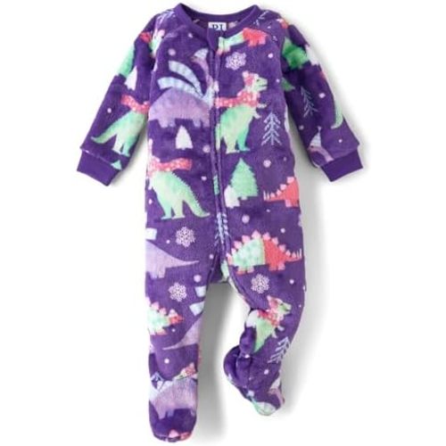 The Children's Place Baby Girls' and Toddler Fleece Zip-Front One Piece Footed Pajama