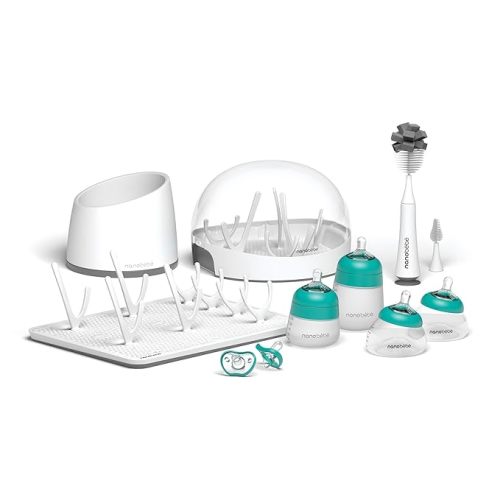 Nanobebe Baby Bottles Ultimate Feeding Set - Teal/Grey - Cleaning & Feeding Set
