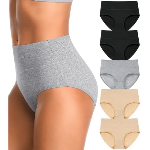 IROCUE High Waisted Postpartum Underwear Womens Cotton Underwear Soft Breathable Full Coverage Stretch Panties Multipack