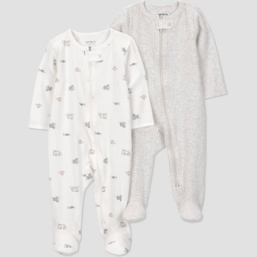 Carter's Just One You® Baby 2pk Animals Sleep N' Play - Gray 3M