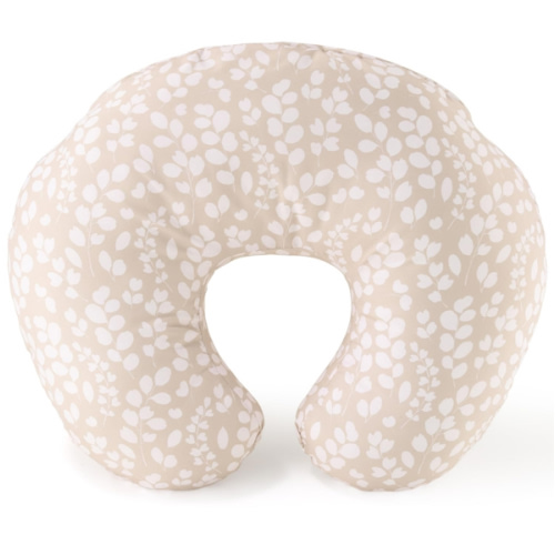 The Peanutshell Nursing Pillow & Cover - Soft Newborn Nursing Baby Girl or Boy Pillow Covers, Supportive & Comfortable Breastfeeding, Tummy Time Baby Essentials - Beige Botanical