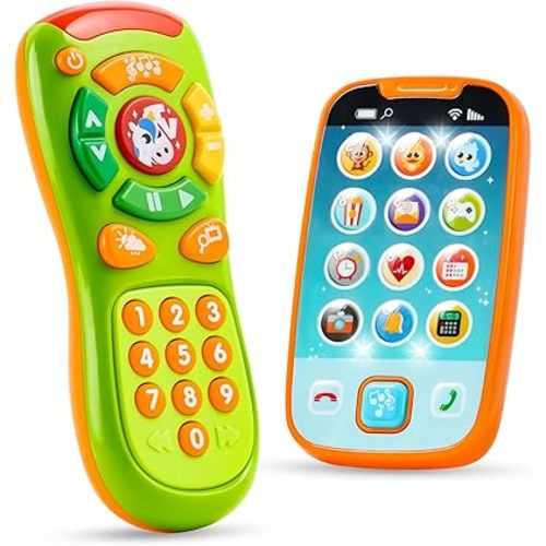 JOYIN Baby Toy Phone, Remote and Smartphone with Music, Fun Learning Musical Toys for Babies, Kids, Boys or Girls, Holiday Stocking Stuffers, Birthday and Kids Christmas Toys Gifts