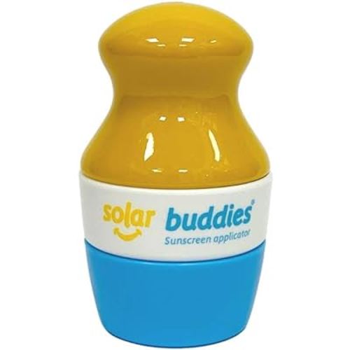 Solar Buddies Refillable Roll On Sponge Applicator For Kids, Adults, Families, Travel Size Holds 100ml Travel Friendly for Sunscreen, Suncream and Lotions (Blue)