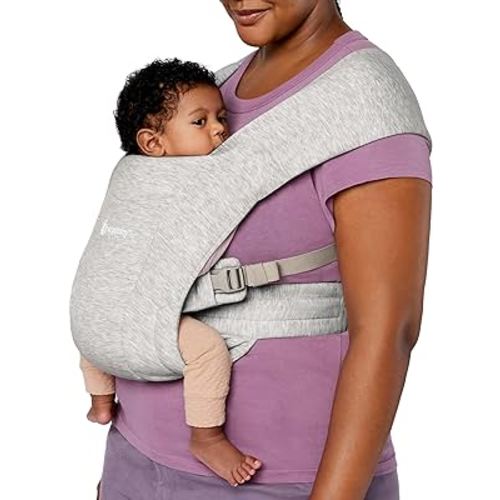 Ergobaby Embrace Cozy Newborn Baby Wrap Carrier (7-25 Pounds), Ponte Knit, Soft Grey