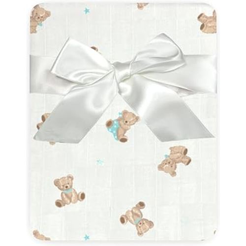 American Baby Company 100% Cotton Muslin Swaddle Blanket, Soft, Breathable & Lightweight, Teddy Bear, 47" x 47" Perfect for Swaddling, Travel and Gifting