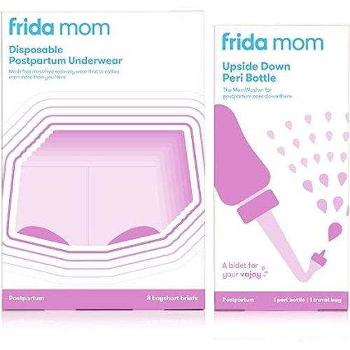 Frida Mom Postpartum Boyshort Underwear, 8 Count - Super Soft, Breathable, Stretchy, Latex-Free