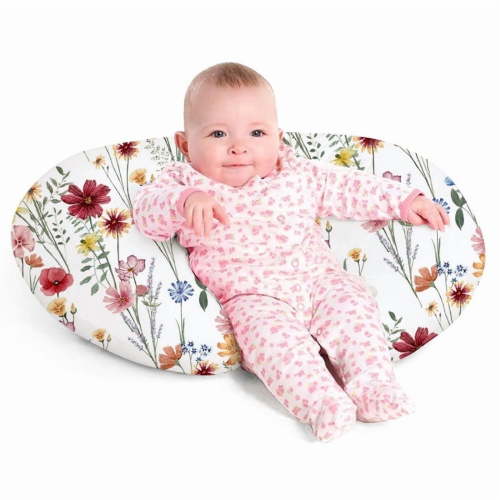 Little Grape Land Ergonomic Nursing Pillow, Breastfeeding Support Pillow,Baby lounger pillow for Bottle Feeding,Multifunctional Support Cushion for Travel，Spring Flowers