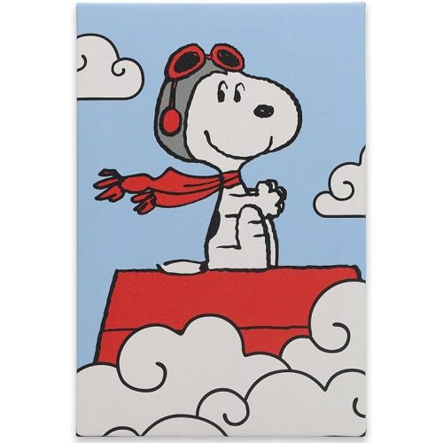 Peanuts Snoopy The Flying Ace Gallery Wrapped Canvas Wall Decor - Fun Snoopy Picture for Kids' Bedroom or Play Room