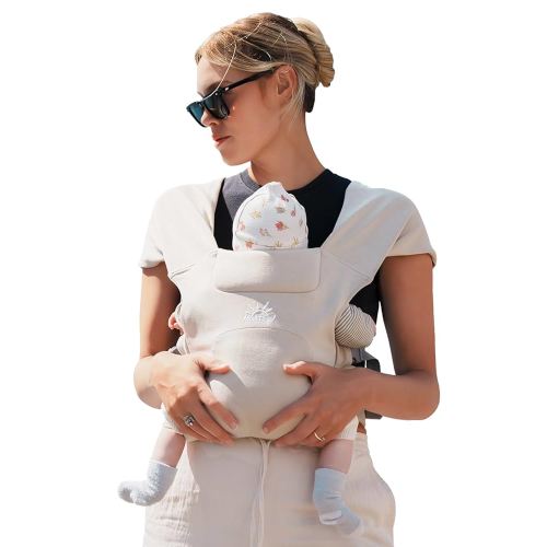 Newborn Carrier, Baby Carrier, MOMTORY Cozy Baby Wrap Carrier, with Hook&Loop for Easily Adjustable, Soft Fabric, Cream