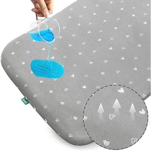 Bassinet Mattress Pad 35" x 20" x 1", Compatible with Jimglo 3 in 1, Ezebaby, Besrey Baby Bassinet and Other Bedside Sleeper, Waterproof Breathable Baby Foam with Removable Zippered Cover, Grey