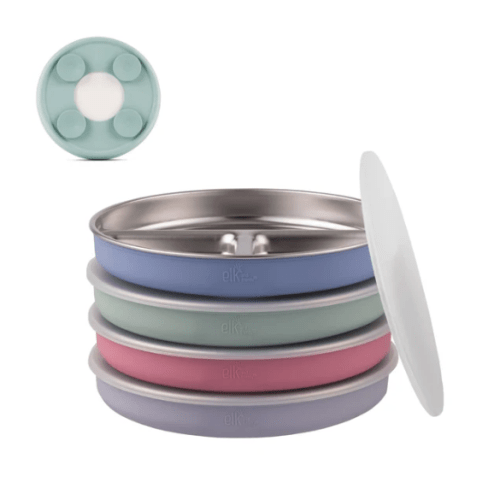 7.8" Stainless Steel Divided Plates with Suction Sleeve