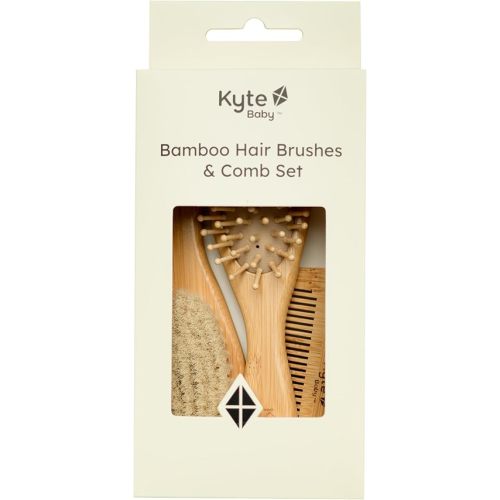 Kyte BABY Bamboo 3-Piece Brush Set - 1 Goat Hair Brush, 1 Wooden Bristle Brush and 1 Bamboo Comb