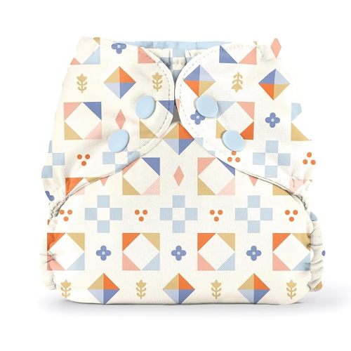 Esembly Cloth Diaper Cover - Reusable Swim Diaper, Waterproof, Breathable - Adjustable Outer Layer Over Absorbent Inner for Blowout Protection - Gingham, Size 1 (7-17 lbs)
