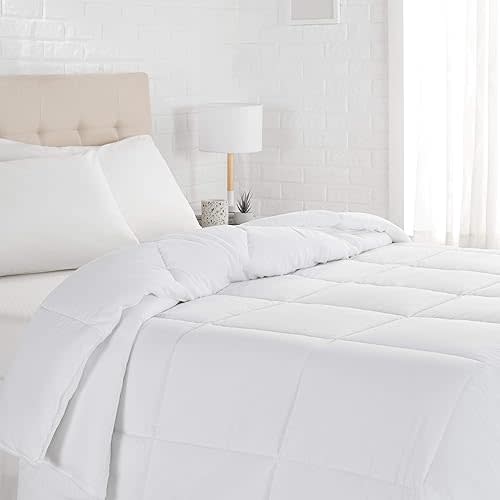 Amazon Basics White Down Alternative Comforter & Duvet Insert w/ Corner Tabs (Twin, Light)
