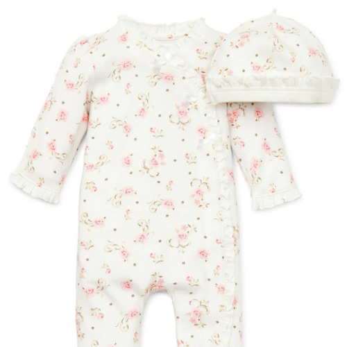 Vintage Rose Footed One-Piece And Hat