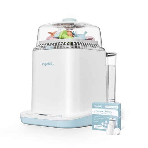 Papablic Bottle Washer Pro, Baby Bottle Washer & Sterilizer & Dryer, 4-in-1 Bottle Washer Sanitizer for Bottles, Pump Parts, & Baby Essentials - Quick & Clean with 60 Detergent Tablets