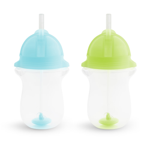 Munchkin® Any Angle™ Weighted Toddler Straw Cup with Click Lock™ Lid, 10 oz, Blue/Green, Unisex, 2 Pack