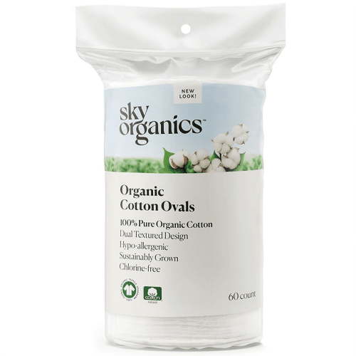 Sky Organics Organic Cotton Ovals for Sensitive Skin for Beauty & Personal Care, 60 Count