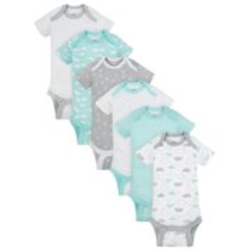 Wonder Nation Short Sleeve Assorted Bodysuits, 6pk (Baby Boys or Baby Girls, Unisex)