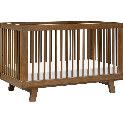 Babyletto Hudson 3-in-1 Convertible Crib with Toddler Bed Conversion Kit in Natural Walnut, Greenguard Gold Certified